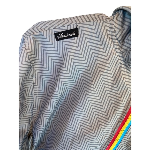 Akademiks Y2K Mens Gray Chevron Full Zip Hooded Windbreaker Jacket Large - Picture 4 of 11